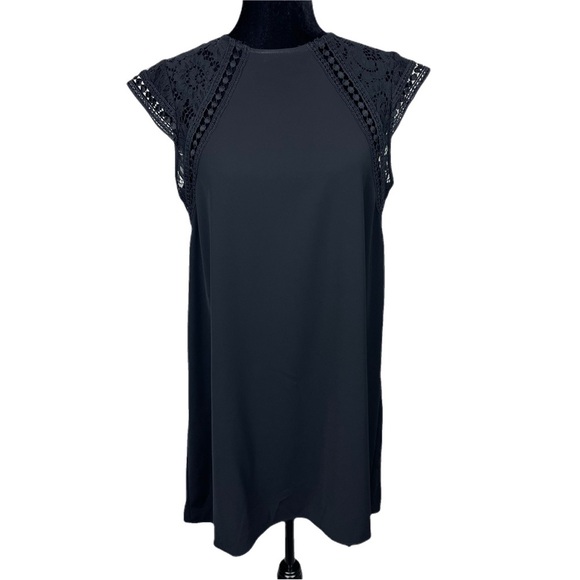 NWOT Black Zara Lace Shoulder/Cap sleeve accent Dress sleeveless size S - Picture 1 of 12